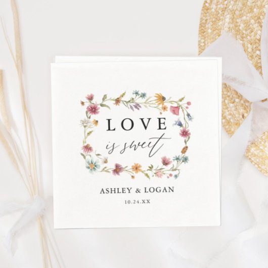Serviette En Papier L'Amour fleur sauvage Est Douce Mariage serviettes