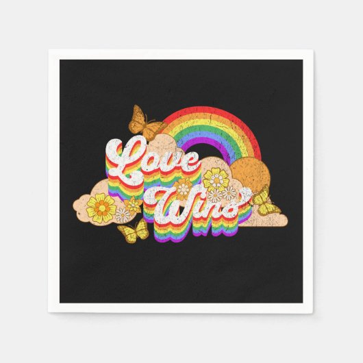 Serviette En Papier L'amour gagne la conception du texte (Devant)