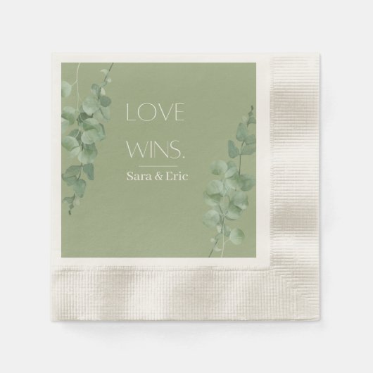 Serviette En Papier L'amour gagne Mariage personnalisé Napkin (Devant)