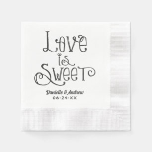 Serviette En Papier L'amour mariage est doux Monogramme manuscrit