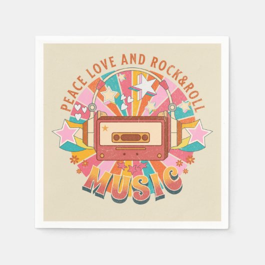 Serviette En Papier L'amour pour la paix et le rock & roll (Devant)