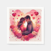 Serviette En Papier L'Amour Romantique s'épanouit (Devant)