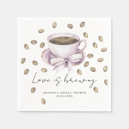 Serviette En Papier L'amour se prépare Bridal shower Bow Coffee (Devant)