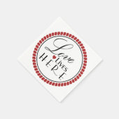 Serviette En Papier L'amour vit ici Typographie (Coin)