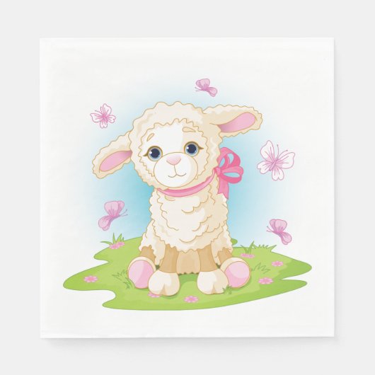 Serviette En Papier Lampe Et Papillons (Devant)