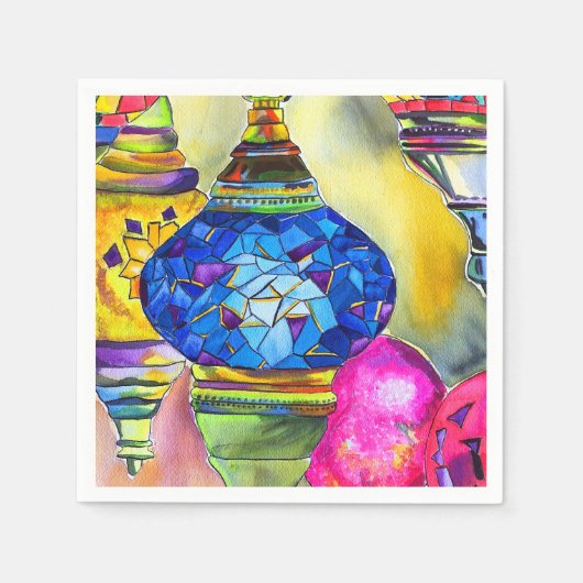 Serviette En Papier Lampes turques mosaïque aquarelle art (Devant)