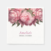 Serviette En Papier Lancement de mariage aquarelle aux pivoines roses (Devant)