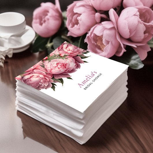 Serviette En Papier Lancement de mariage aquarelle aux pivoines roses