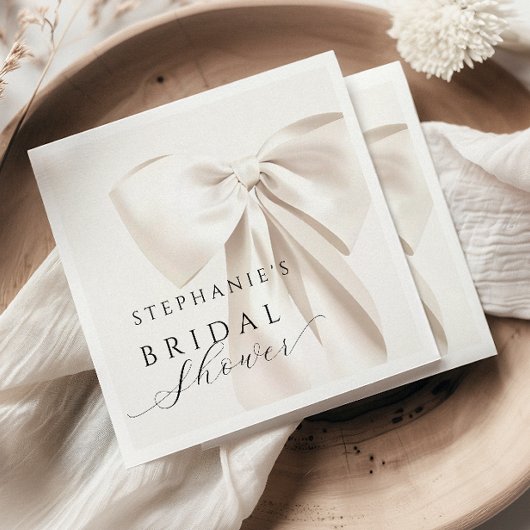 Serviette En Papier Lancement de mariage au ruban blanc