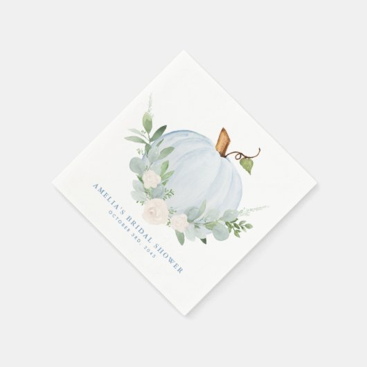 Serviette En Papier Lancement de mariage automnal Citrouille Bleu Aqua (Coin)