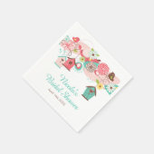 Serviette En Papier Lancement de mariage avec cages à oiseaux florales (Coin)