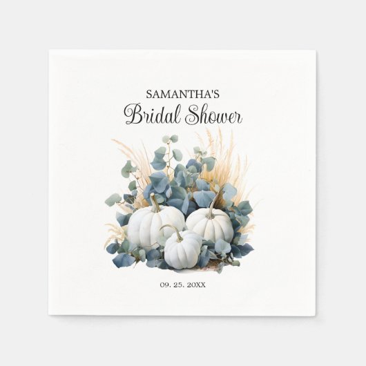 Serviette En Papier Lancement de mariage avec citrouilles blanches et  (Devant)