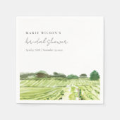 Serviette En Papier Lancement de mariage dans un vignoble avec aquarel (Devant)