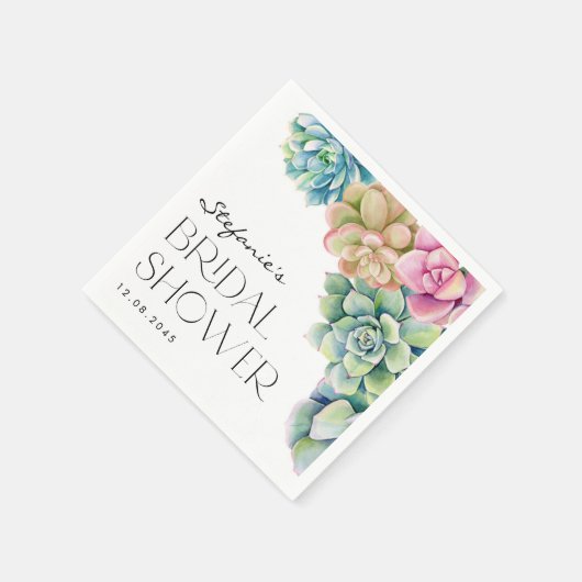 Serviette En Papier Lancement de mariage estival aux succulentes aquar (Coin)