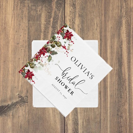 Serviette En Papier Lancement de mariage Fleur de Noël Rouge de Noël 