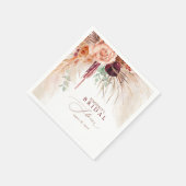 Serviette En Papier Lancement de mariage Fleurs de Terracotta et Herbe (Coin)