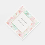 Serviette En Papier Lancement de mariage Fleurs Rose Saumon Menthe (Coin)