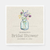 Serviette En Papier Lancer de fleurs aquarelles en lin Bohème pour mar (Devant)