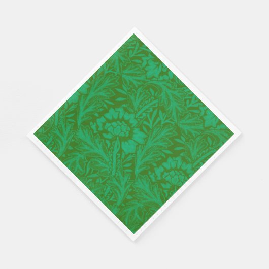 Serviette En Papier L'anémone en vert de la forêt (Coin)