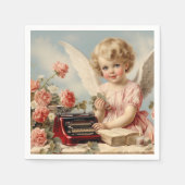 Serviette En Papier L'ange mignon écrit une lettre d'amour (Devant)