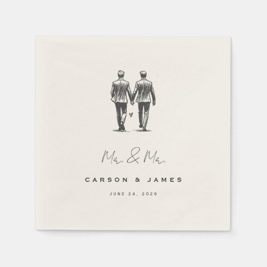 Serviette En Papier Langley M. & M. Mariage (Devant)