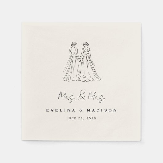 Serviette En Papier Langley Mme & Mme Mariage (Devant)
