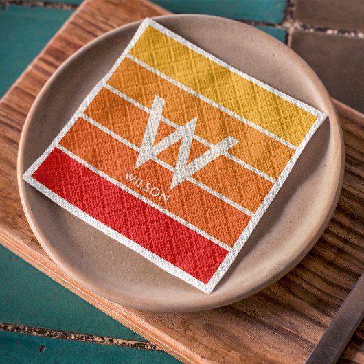 Serviette En Papier Lanière large rayée Monogramme personnalisé pour f