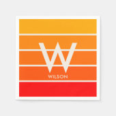 Serviette En Papier Lanière large rayée Monogramme personnalisé pour f (Devant)