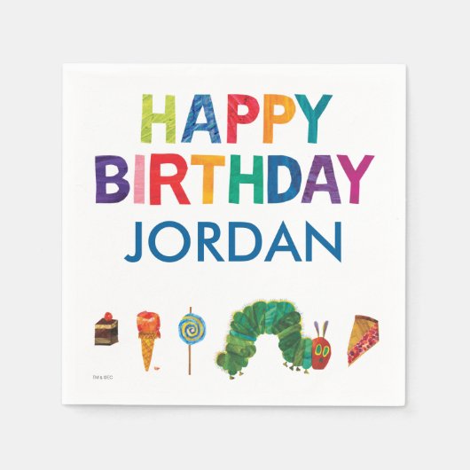 Serviette En Papier L'Anniversaire De La Caterpillar Très Affamé (Devant)