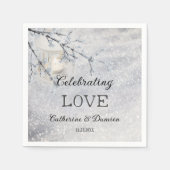 Serviette En Papier Lanterne dans la neige mouillante Mariage d'hiver (Devant)