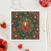 Lanterne de Noël Élégante Motif de Baies de Fêtes
