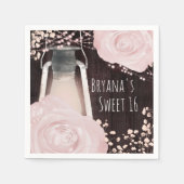 Serviette En Papier Lanterne Lumineuse Rustique Bébé rose Blush Roses  (Devant)