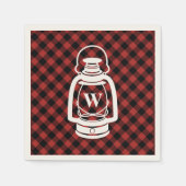 Serviette En Papier Lanterne Monogramme Plaid Buffalo (Devant)