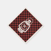 Serviette En Papier Lanterne Monogramme Plaid Buffalo (Coin)