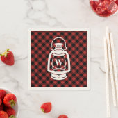 Serviette En Papier Lanterne Monogramme Plaid Buffalo (En situation)