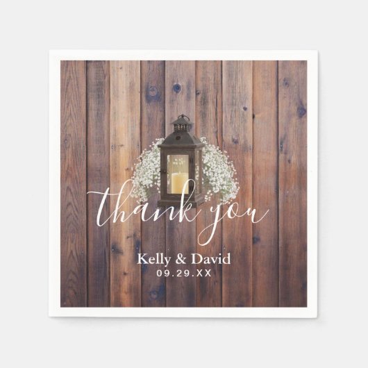 Serviette En Papier Lanterne rustique Mariage de la grange fleurie (Devant)