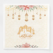 Serviette En Papier Lanternes d'aquarelle florale Ramadan Kareem (Devant)
