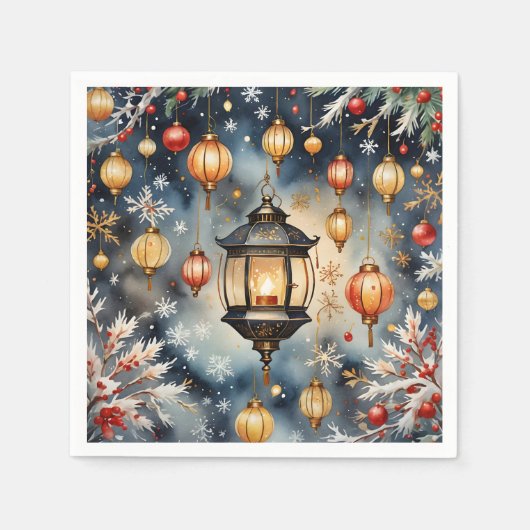 Serviette En Papier Lanternes Festive (Devant)