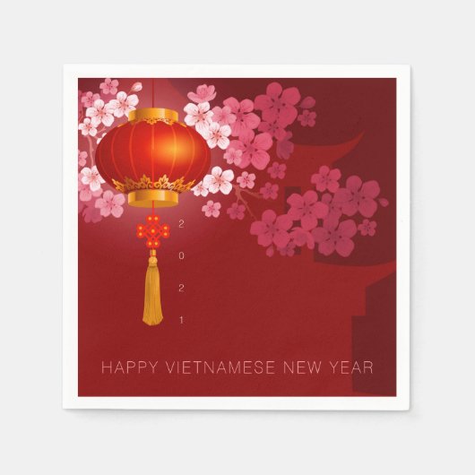 Serviette En Papier Lanternes Hao Dao Joyeux Nouvel An vietnamien PPN (Devant)