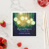 Serviette En Papier Lanternes Mariage bleu turquoise (En situation)