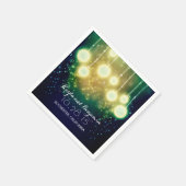 Serviette En Papier Lanternes Mariage bleu turquoise (Coin)