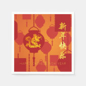 Serviette En Papier Lanternes rouges Dragon chinois Nouvel An PPN (Devant)