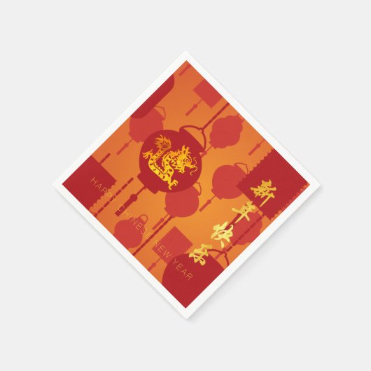 Serviette En Papier Lanternes rouges Dragon chinois Nouvel An PPN (Coin)
