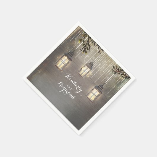 Serviette En Papier Lanternes rustiques Mariage de bois (Coin)