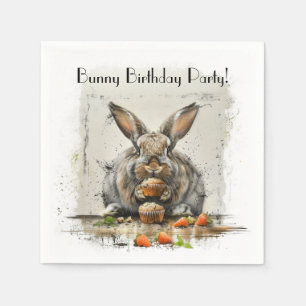 Serviette En Papier Lapin à l'aquarelle & Fête fantaisiste à la fraise
