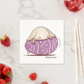 Serviette En Papier Lapin adorable pondu sur un oeuf de Pâques violet (En situation)