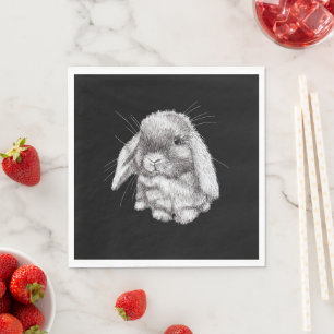 Serviette En Papier Lapin aux Oreilles Tombantes Croquis Hommes Femmes