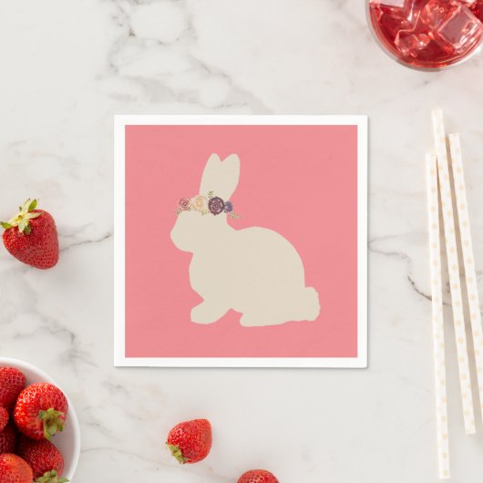 Serviette En Papier Lapin avec Fleur Headband Peinture de serviettes (En situation)