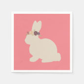Serviette En Papier Lapin avec Fleur Headband Peinture de serviettes (Devant)