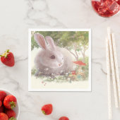 Serviette En Papier Lapin avec Fleurs (En situation)